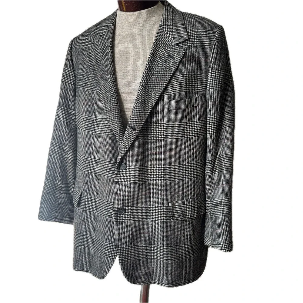 VTG Camelhair Windowpane Blazer Brooks Brothers Wool Jacket‎ Sport Coat Sz 46-48
